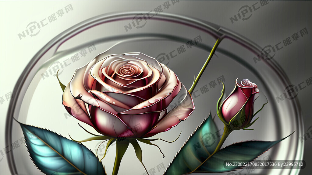 玻璃花 玫瑰 透明背景