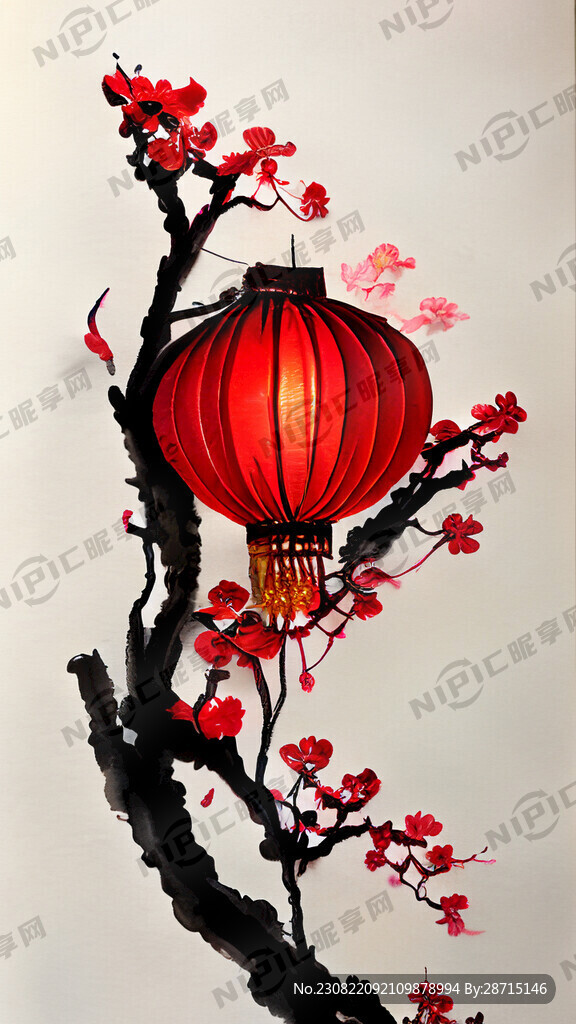 衍纸艺术 春节 唯美红色 红梅