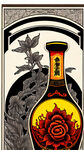 彝家高端白酒标贴，红黄黑为主色调，高档华丽，个性鲜明，精细刻画，超高清