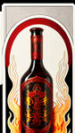 彝家高端白酒标贴，加上火连天商标，红黄黑为主色调，高档华丽，个性鲜明，精细刻画，超高清