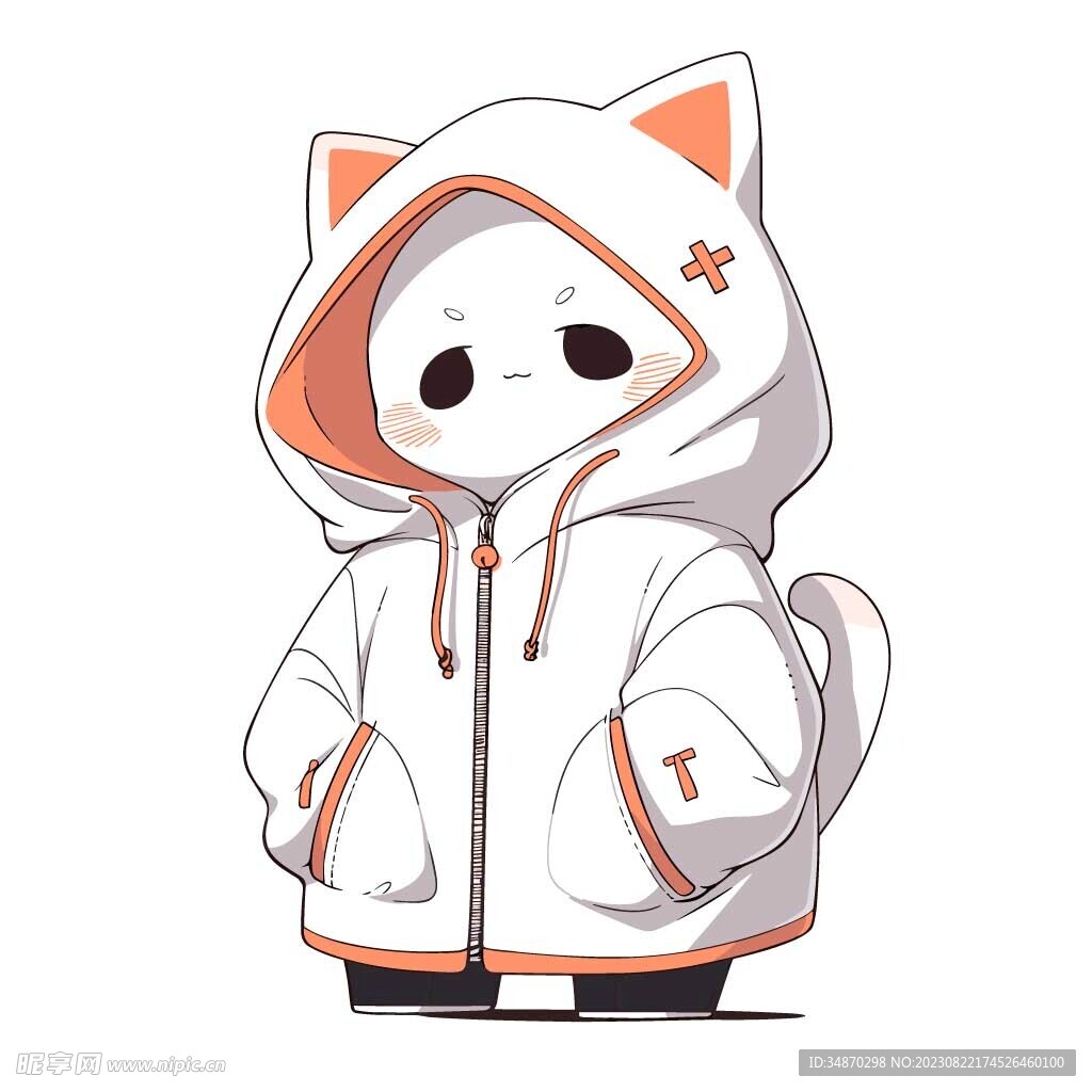 穿卫衣的可爱小猫咪设计图__其他_动漫动画_设计图库_昵图网nipic.com