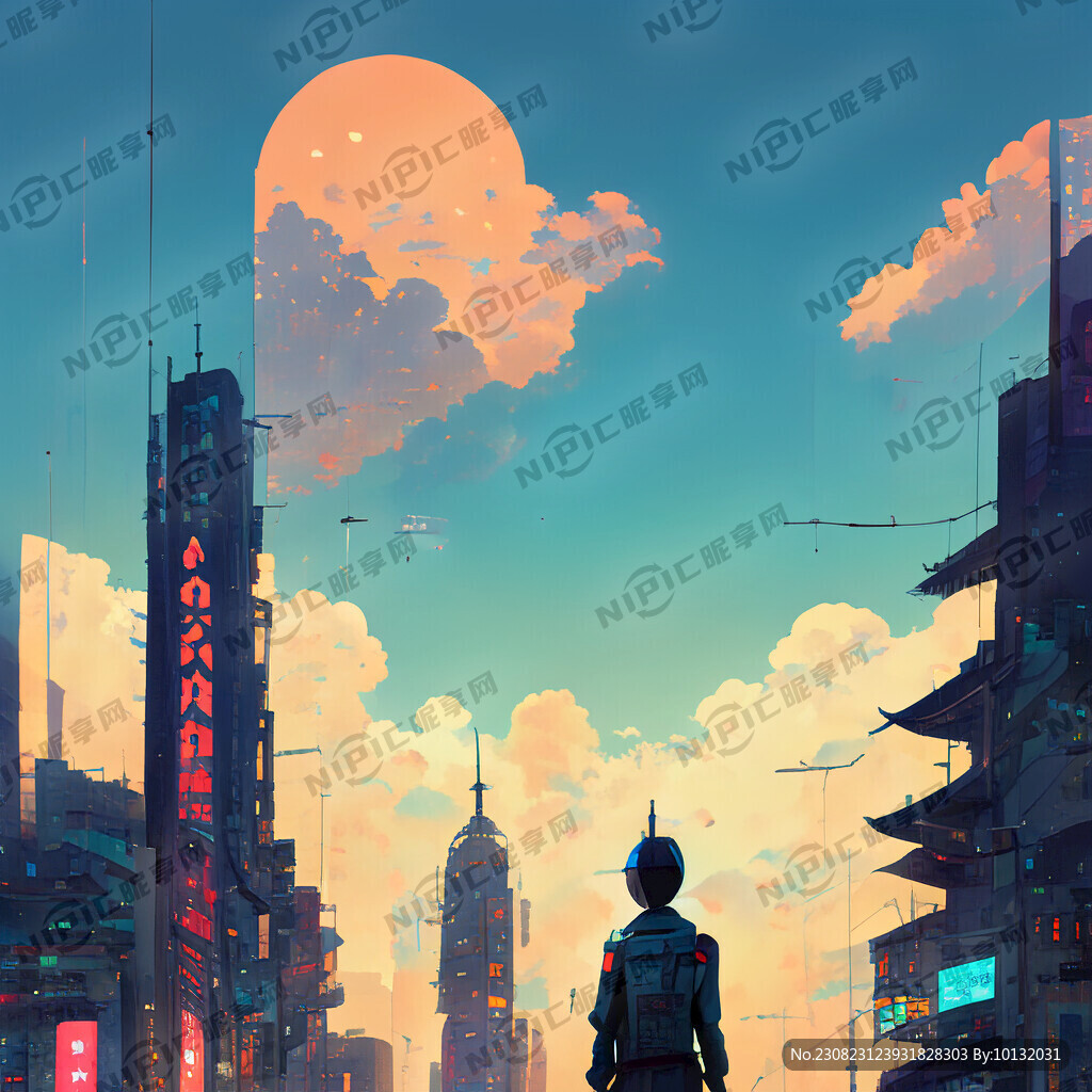赛博朋克 中国风 人类 城市