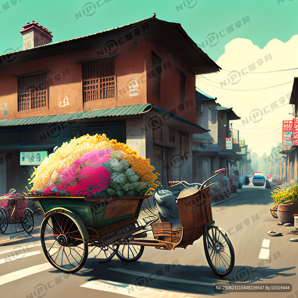一条怀旧的路和房屋