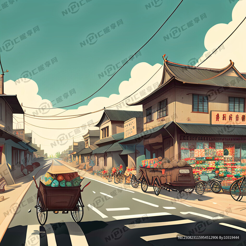 一条怀旧的路和房屋