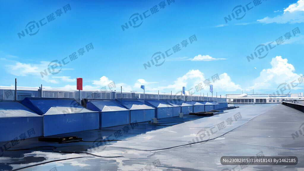 天台上看蓝色的天空白云飘过