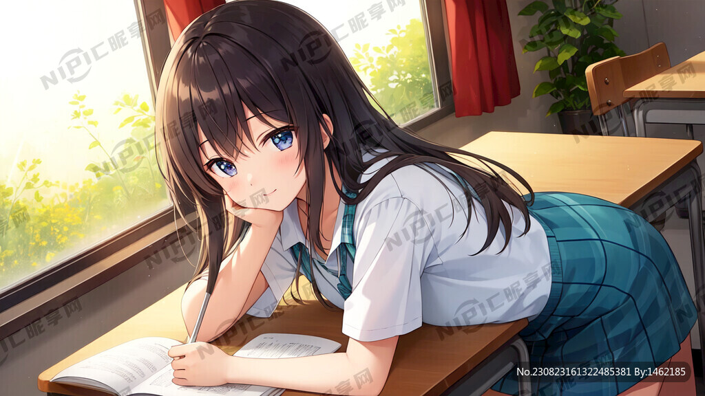 夏日的午后阳光透过窗户洒在教室