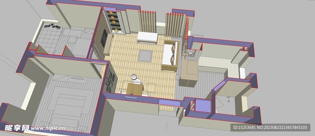 简洁小居室室内设计模型