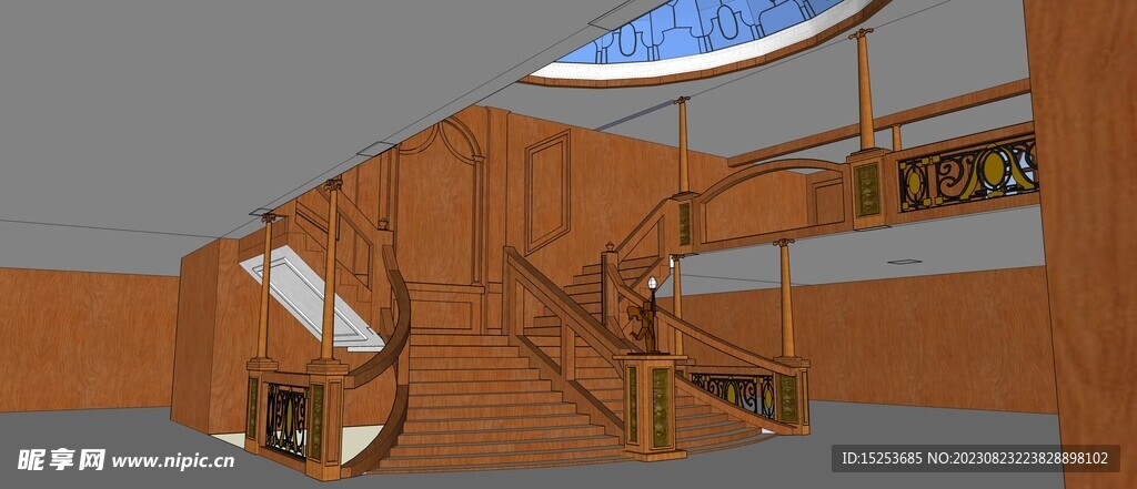 中式别墅楼梯设计模型