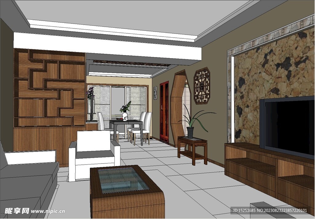 中式客厅设计模型