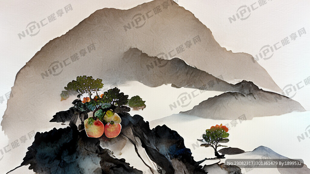 有山有水 有宝石 近景有苹果树
