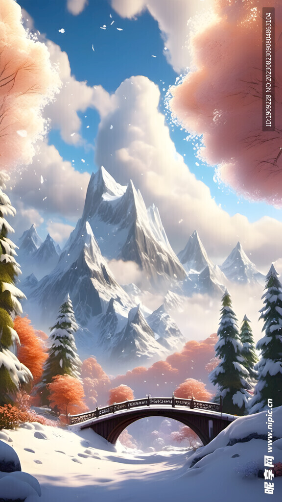 山中雪景