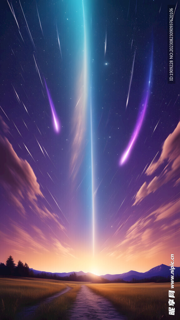 彩色星空夜景