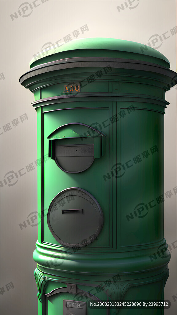 绿色邮筒 圆柱形邮筒 立式邮筒