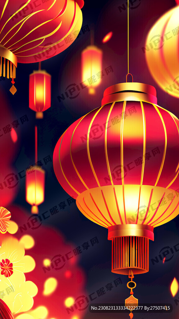 春节 红色金色 过年 海报