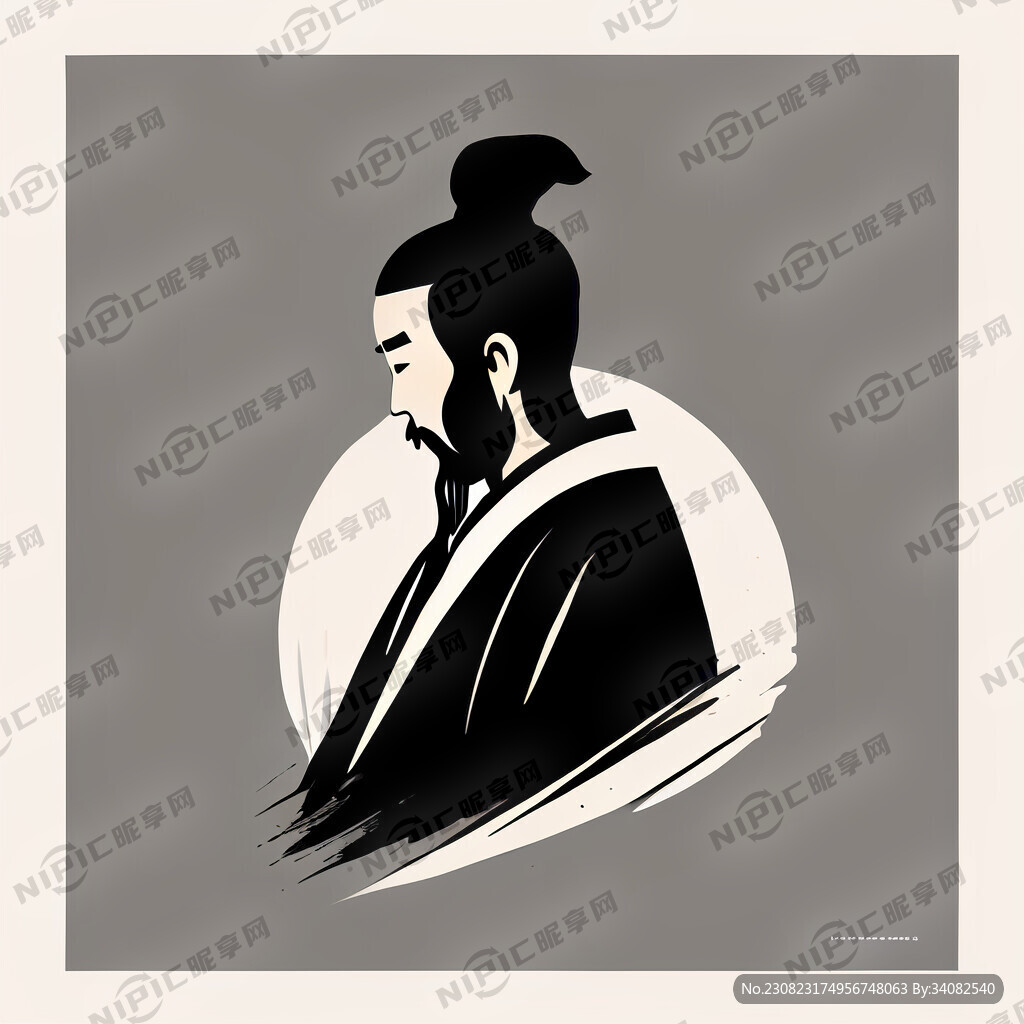 大禹 简笔画 极简 矢量