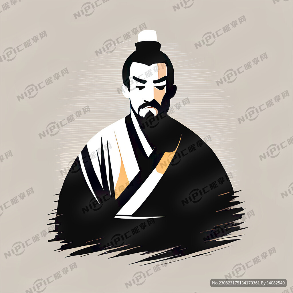 大禹 简笔画 极简 矢量