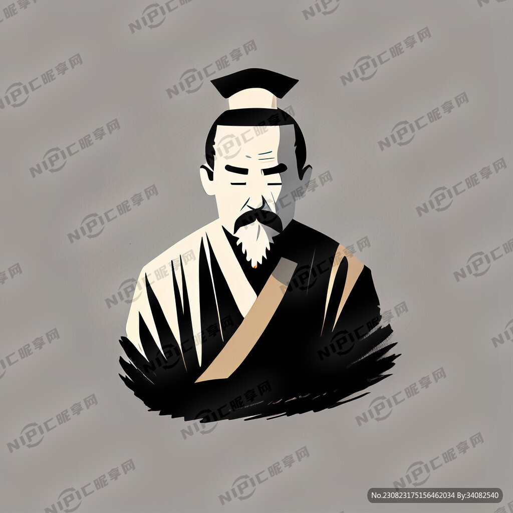 大禹 简笔画 极简 矢量