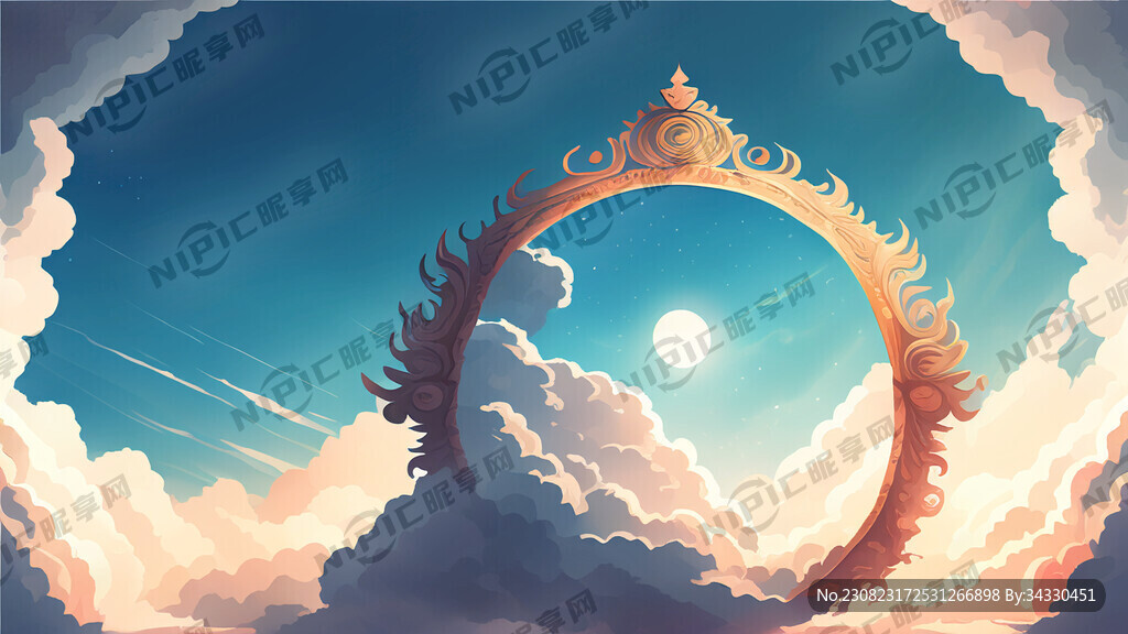 插画天空神话背景