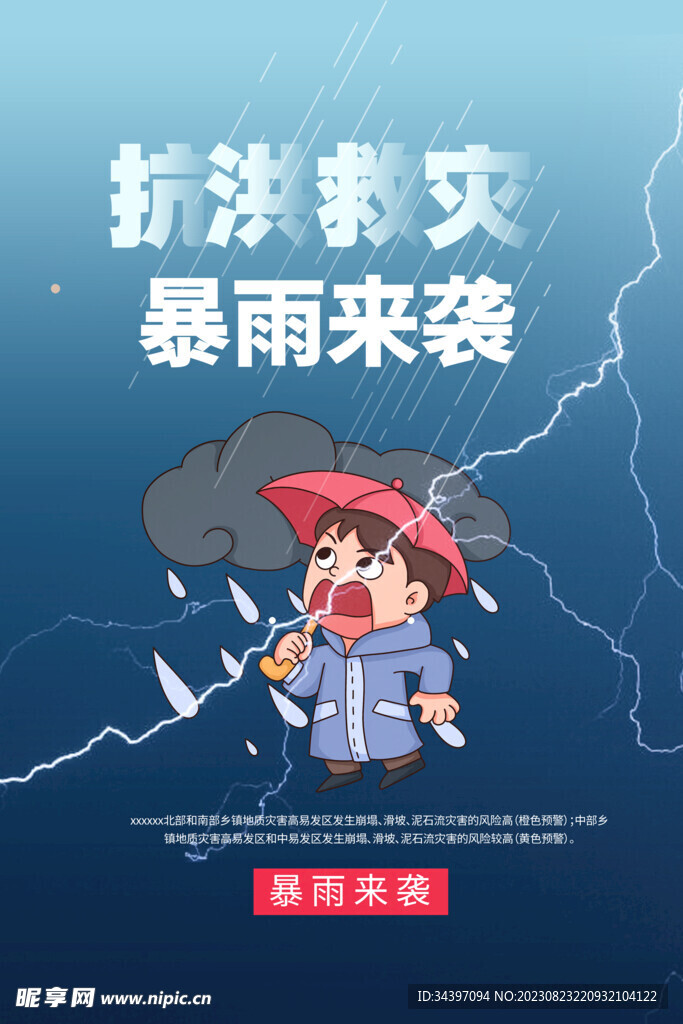 预防暴雨海报