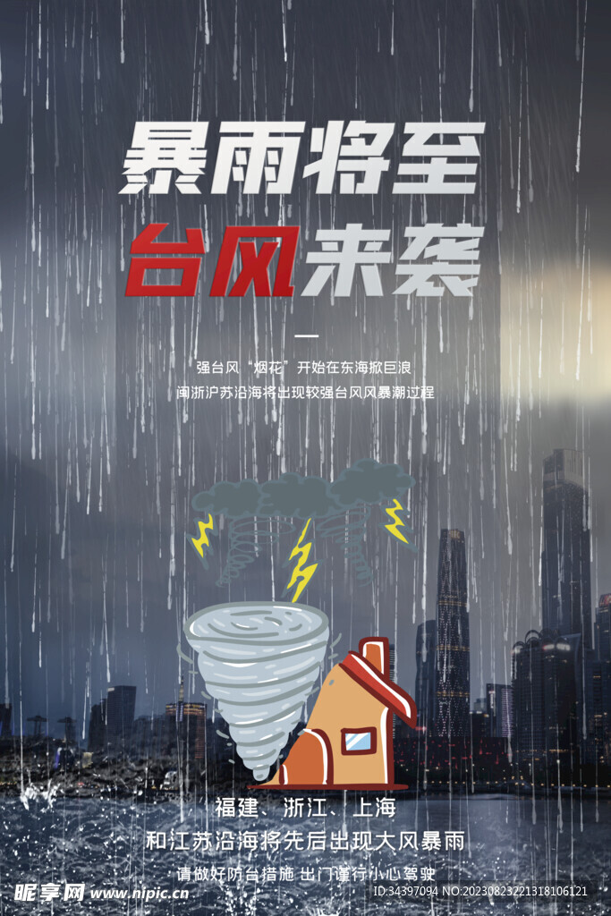 预防暴雨海报