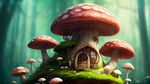 梦幻森林魔法蘑菇童话仙境树屋