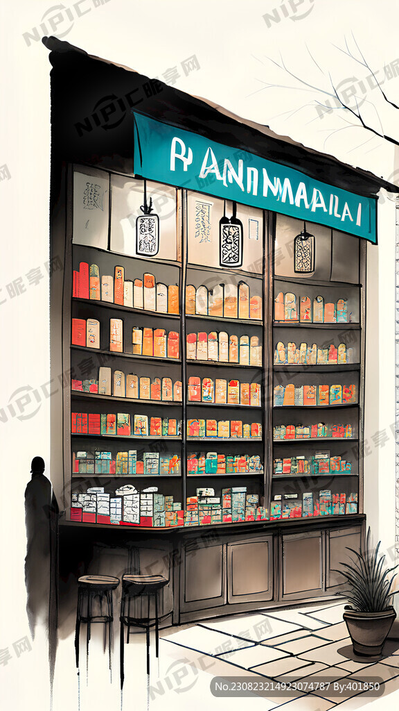 药店新品推介留白海报 中国风