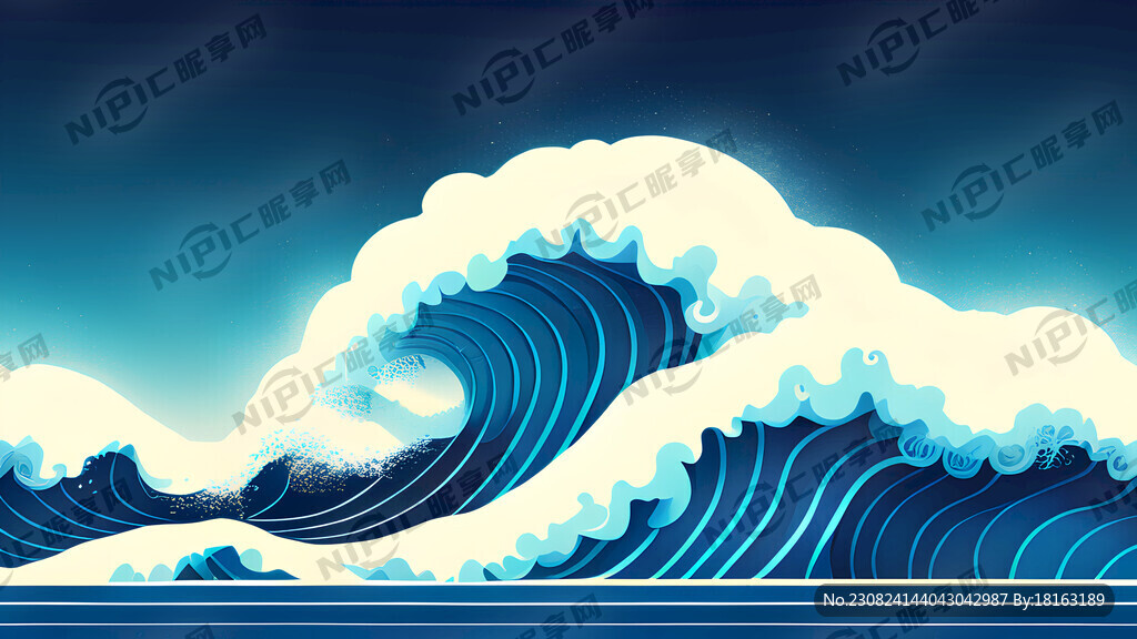 插画 缤纷 海浪 树叶 音乐