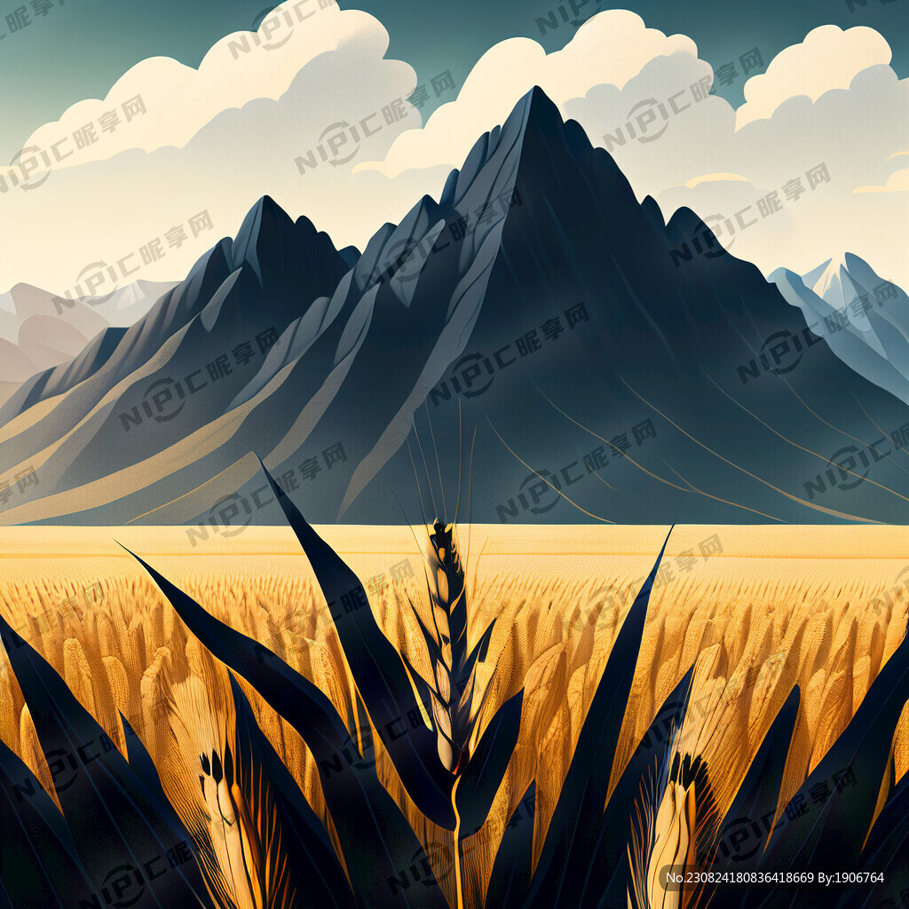 黑小麦在山脉下面