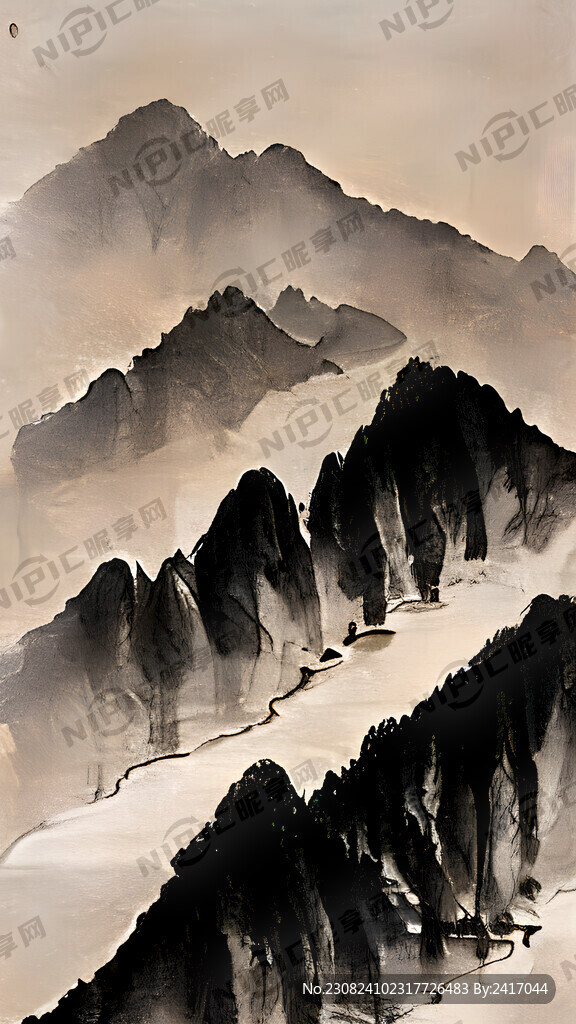 千里江山图 中国风 水墨画