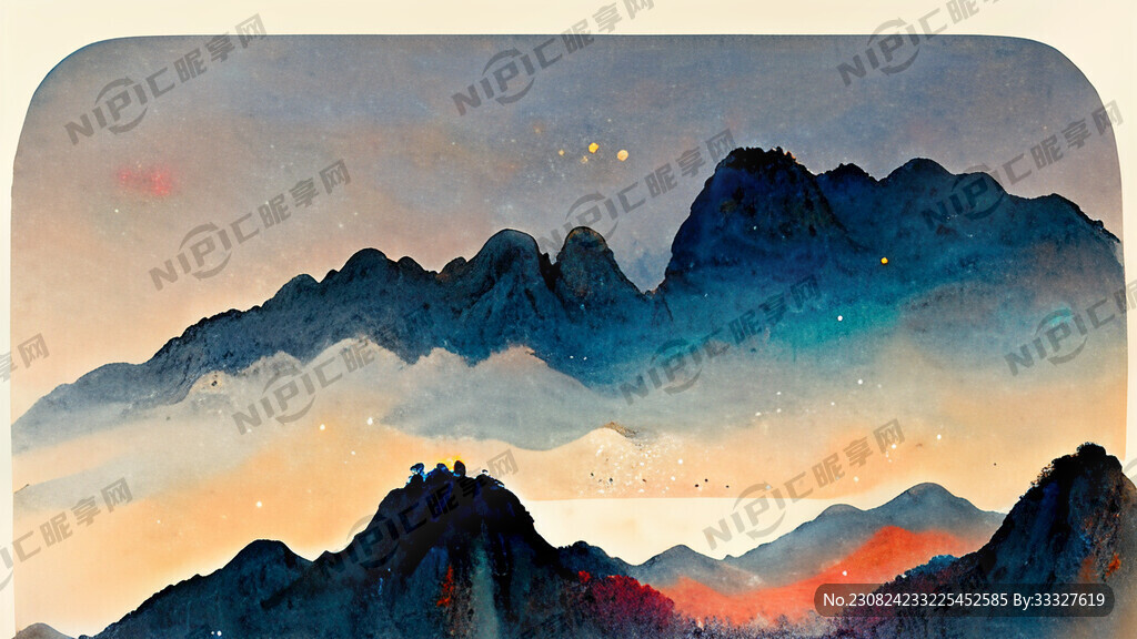 夜晚远景 山顶角度的星空