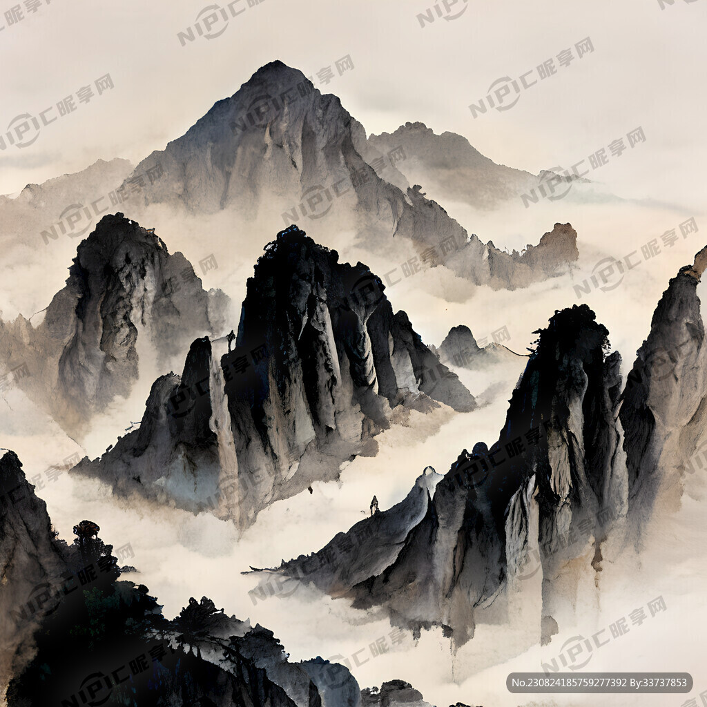 山谷 中国风 中国画 山水