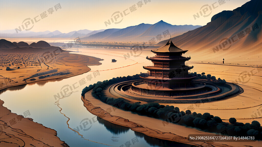 敦煌场景 超大广角 俯视视角