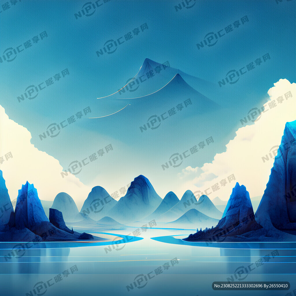 空旷的蓝色背景  科技感箭头