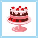 红樱桃蛋糕卡通矢量图
