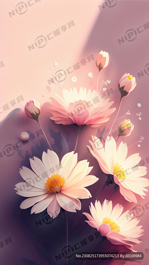 淡粉色背景层次分明阳光鲜花