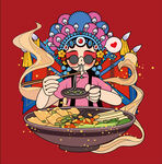 矢量国潮插画螺蛳粉