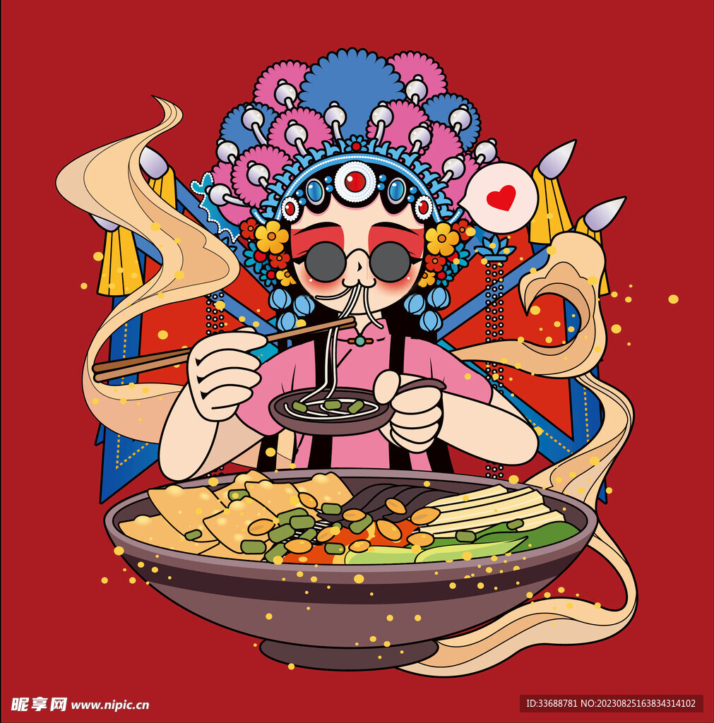 矢量国潮插画螺蛳粉