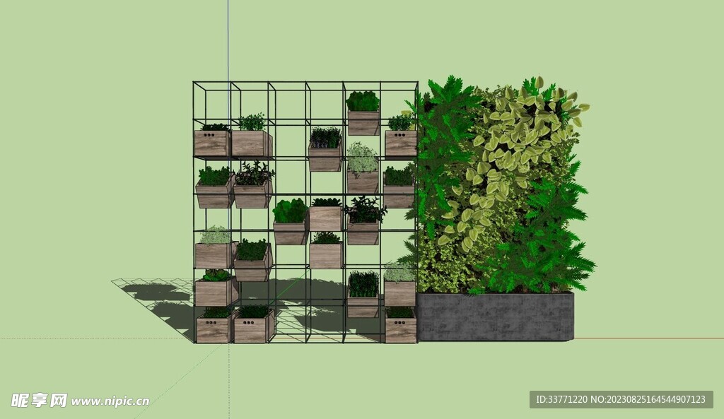 绿色植物墙模型