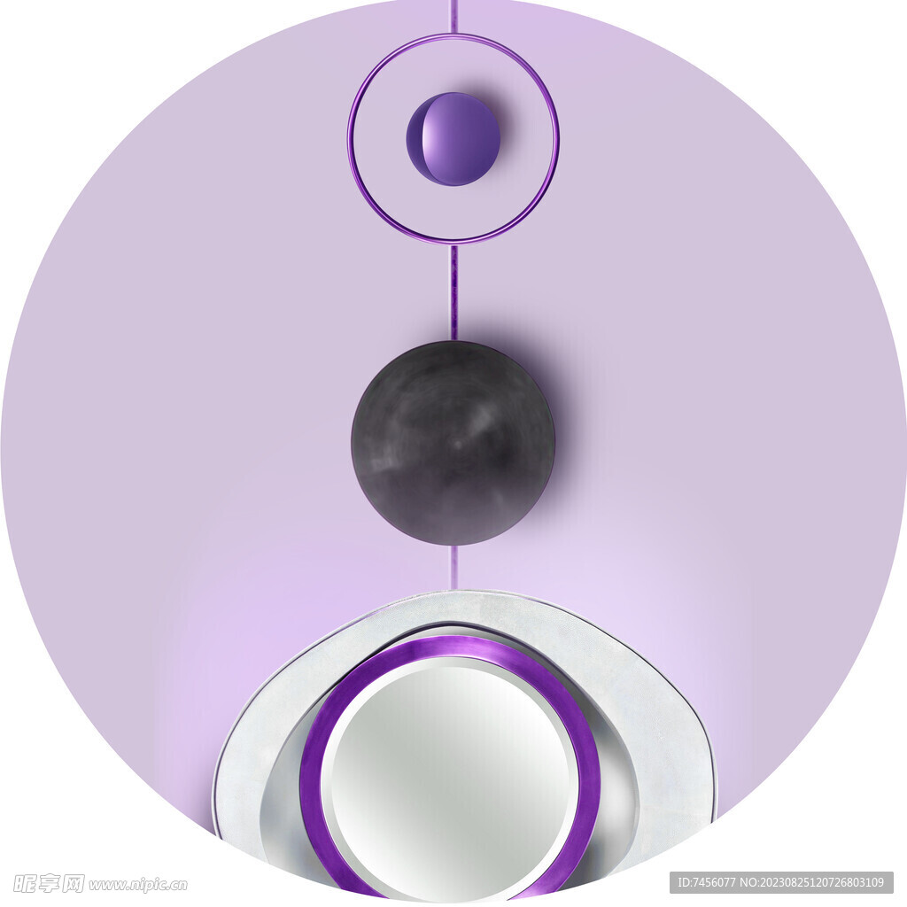 唯美紫色几何圆球挂画装饰画