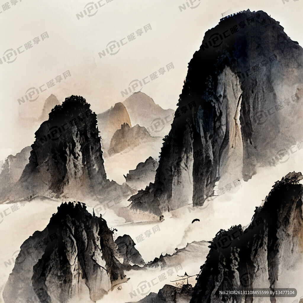 中国风 中国画 山水 水墨风格