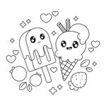 手绘着色插画冰淇淋