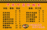 小吃价格表