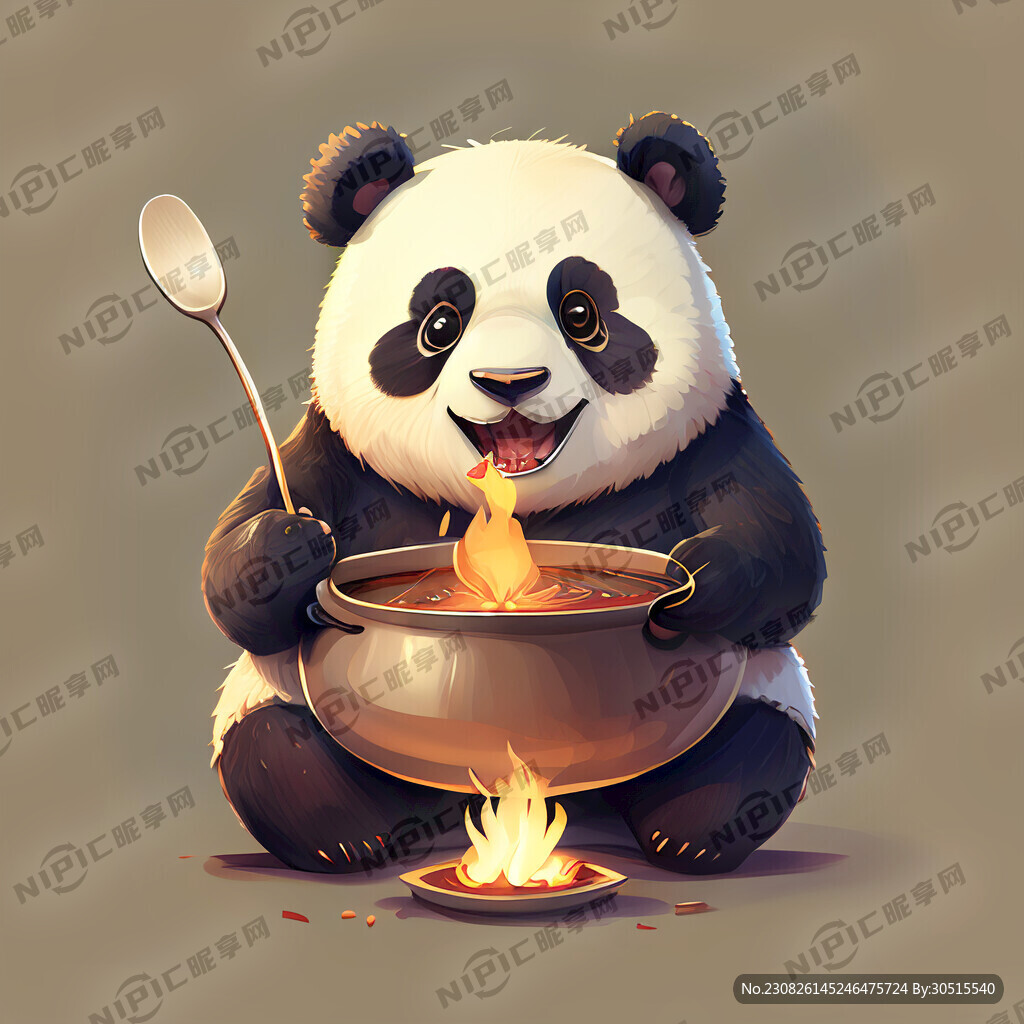 熊猫 开心 高兴的表情 吃火锅