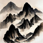 山谷，中国风，中国画，山水，水墨风格，写意，意境，高雅，高清，仙风道骨。