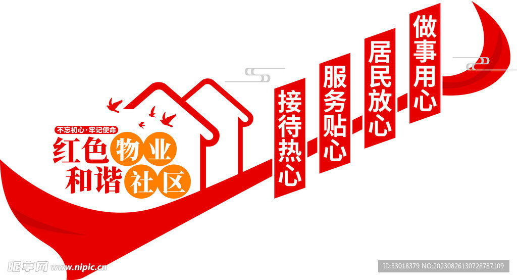 红色物业文化墙