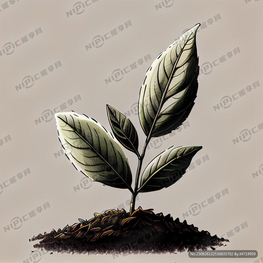 一个芽 一片叶子 茶叶 简笔画