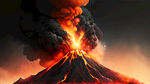 火山爆发，炫酷背景，岩浆，黑烟，闪电