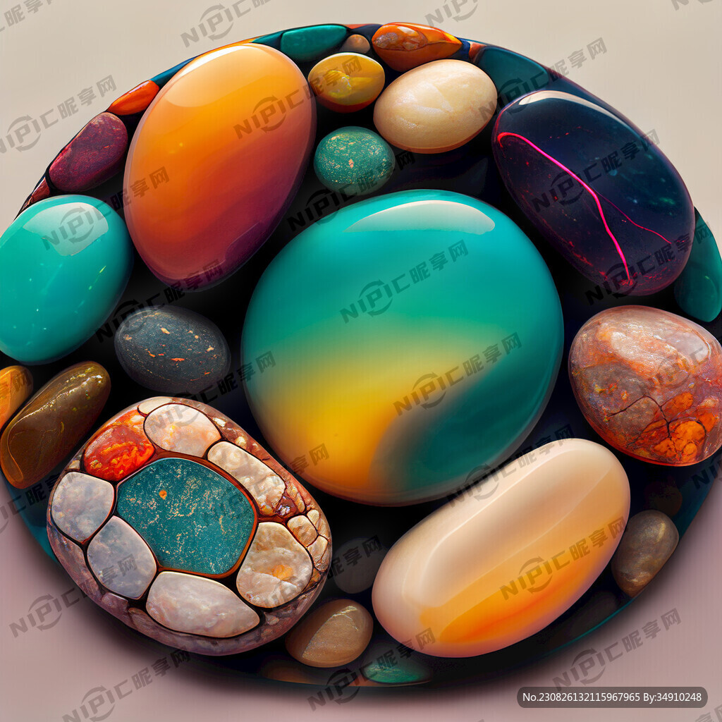 大量极其美丽的圆形卵石