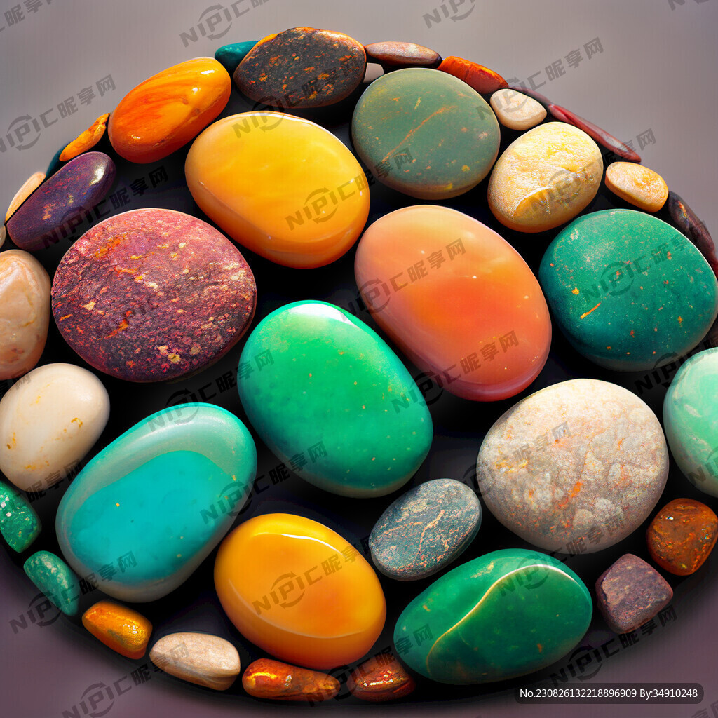 几百颗极其美丽的圆形卵石