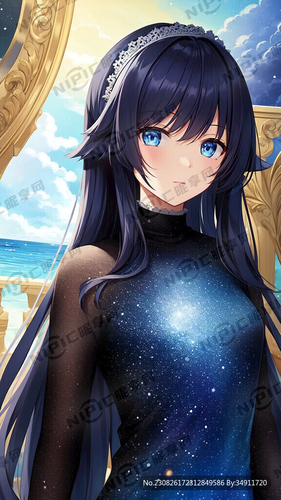 在蔚蓝色星海中旅游的少女